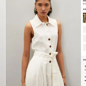 REISS Perla $328 White Linen Blend Sleeveless Wide Leg Open Back Jumpsuit 2